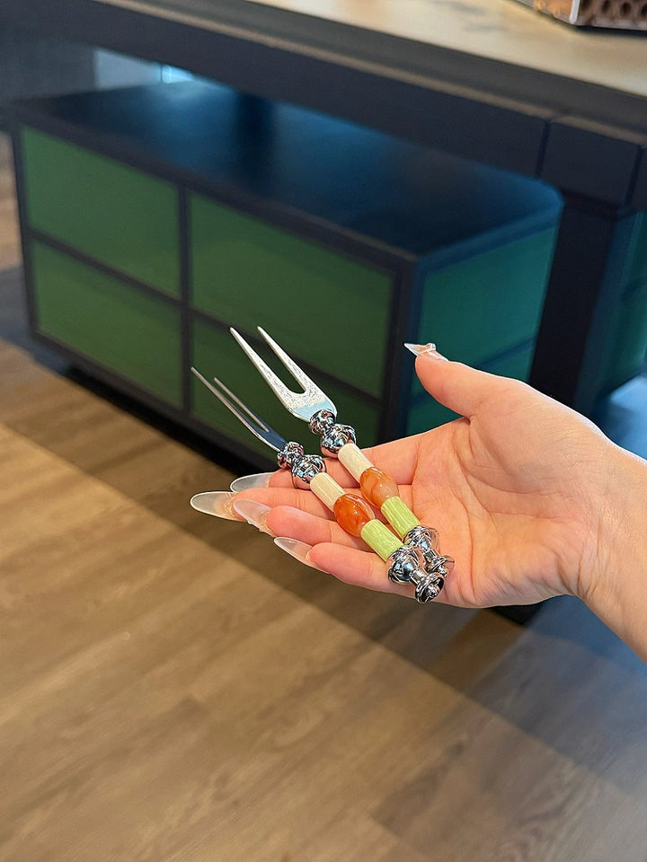 Amber Lime Beads Fruit Fork