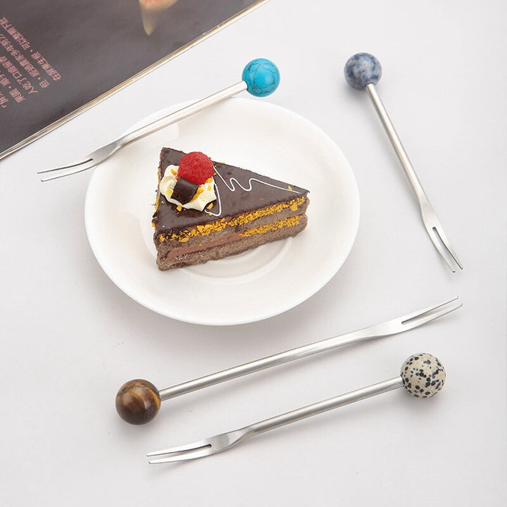 Natural Jade Stirring Spoon & Fruit Fork