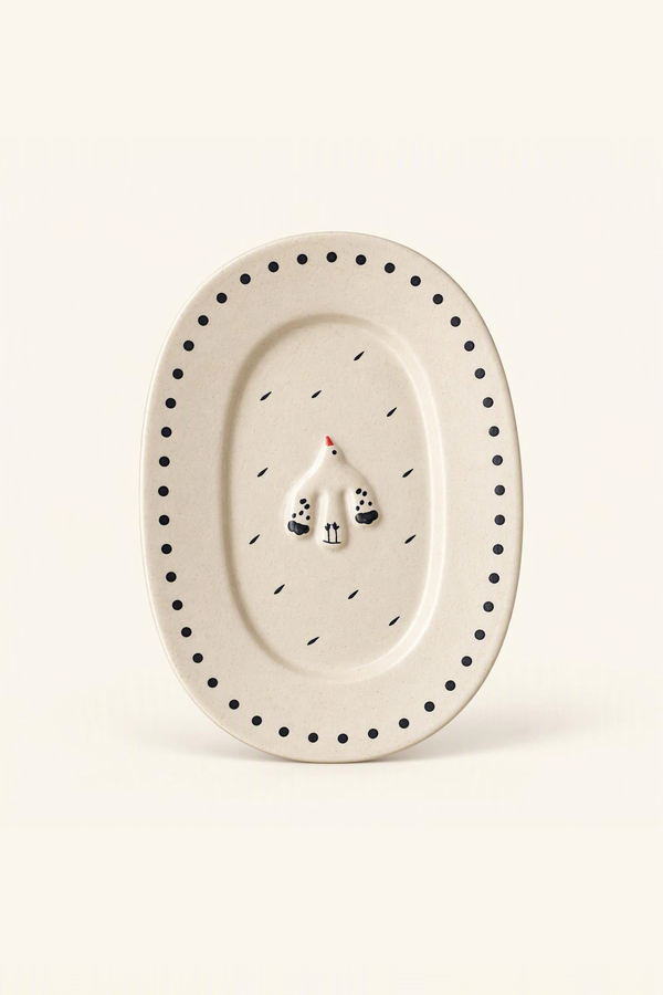 Rain Bird White Ceramic Plate & Bowl