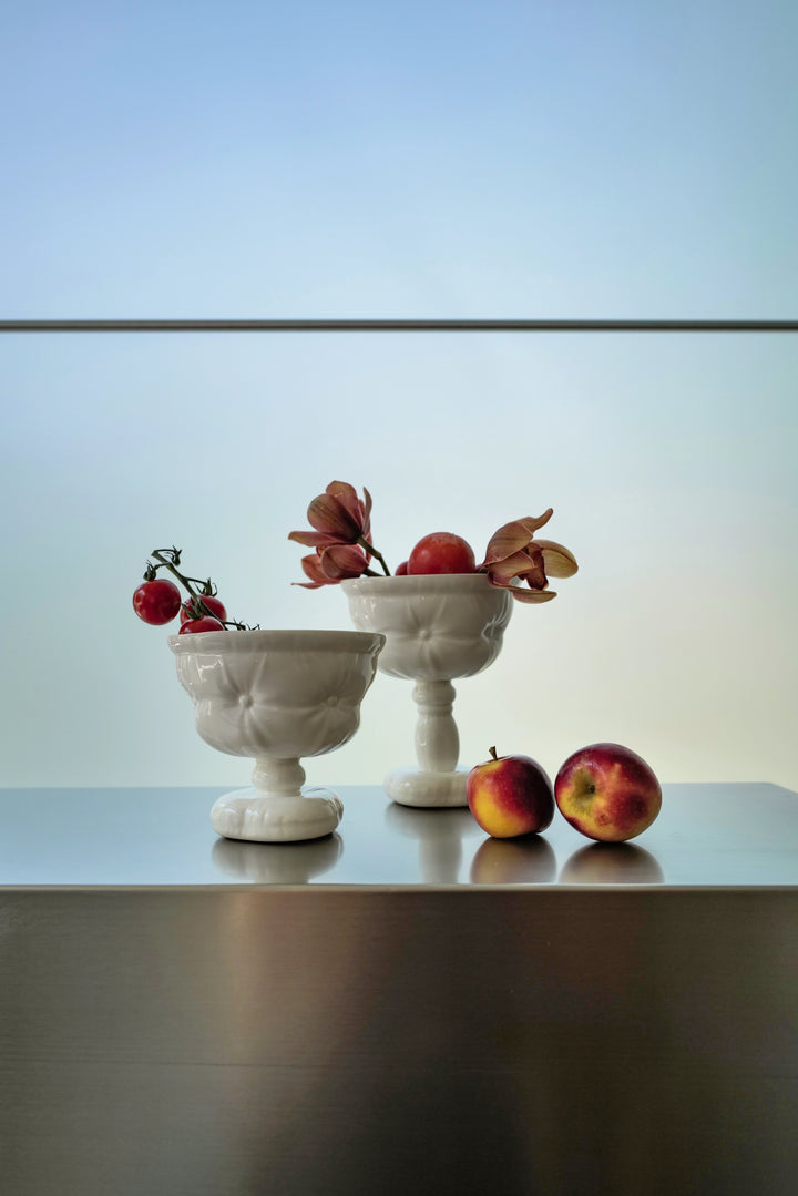 Ceramic Goblet and Footed Pillow Bowl