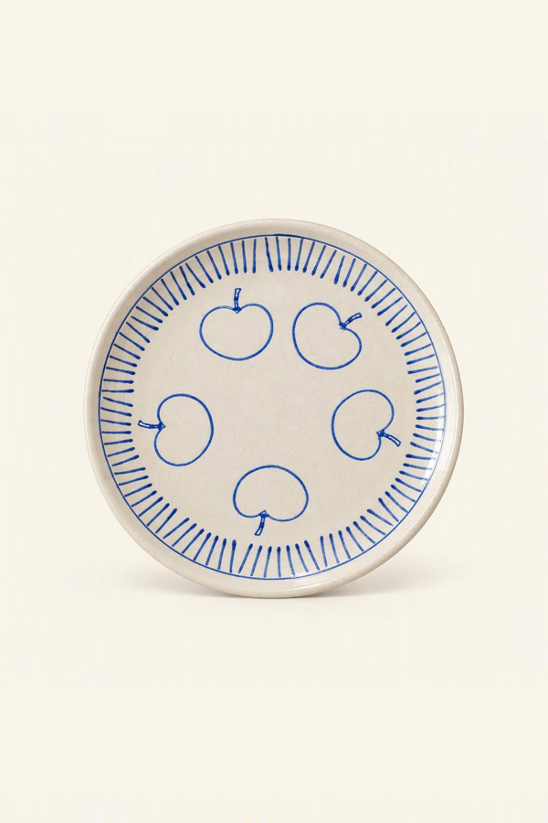 Blue Sketch Pedestal Ceramic Plate