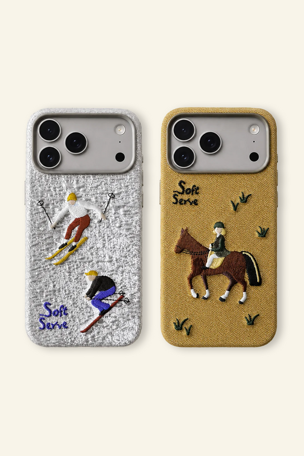 Skiing & Riding Walking Puppy Embroidered Magsafe Phone Case
