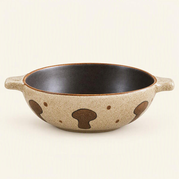 Mushroom Dot Double Handle Bowl