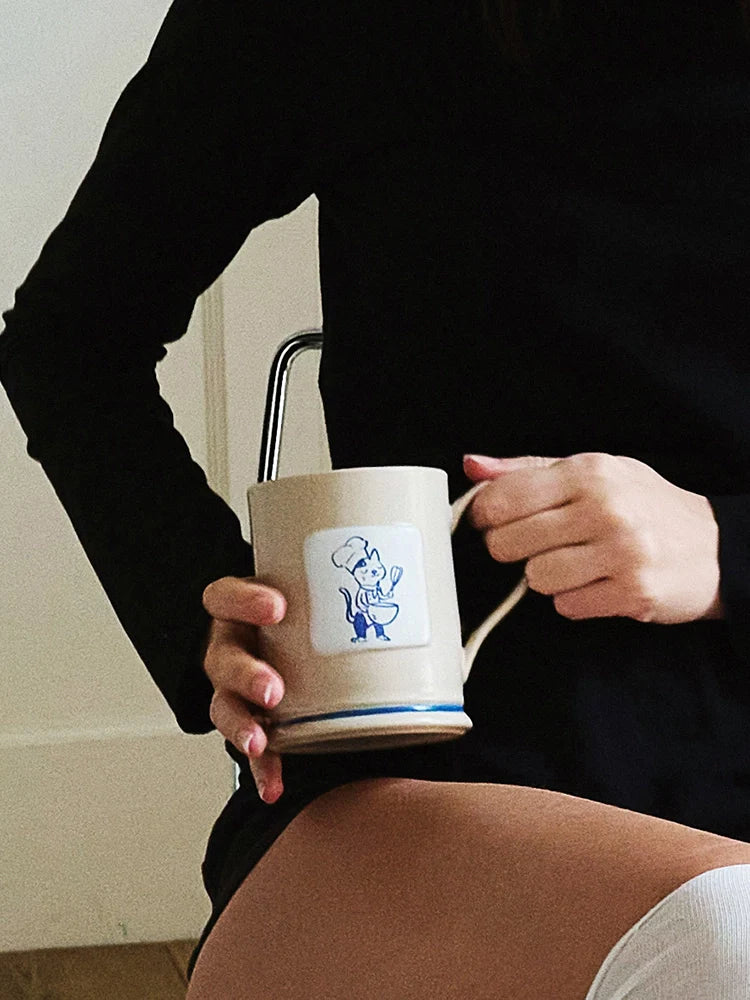 Joyful Kitty Chef Hand-Painted Mug - TRLab Shop