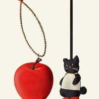 Black Cat & Apple Double-Sided Charm