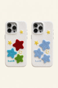 Leather Terry Star embroidered phone case by TRLab Shop, featuring a soft leather material with star embroidery design.