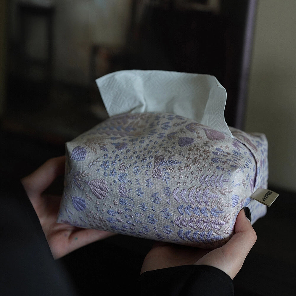 Purple-pink oil painting style tissue pack with floral design, featuring soft colors and artistic pattern from TRLab Shop.