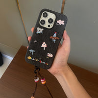 Embroidered animal phone case with colorful animal design on a protective case for a smartphone, by TRLab Shop