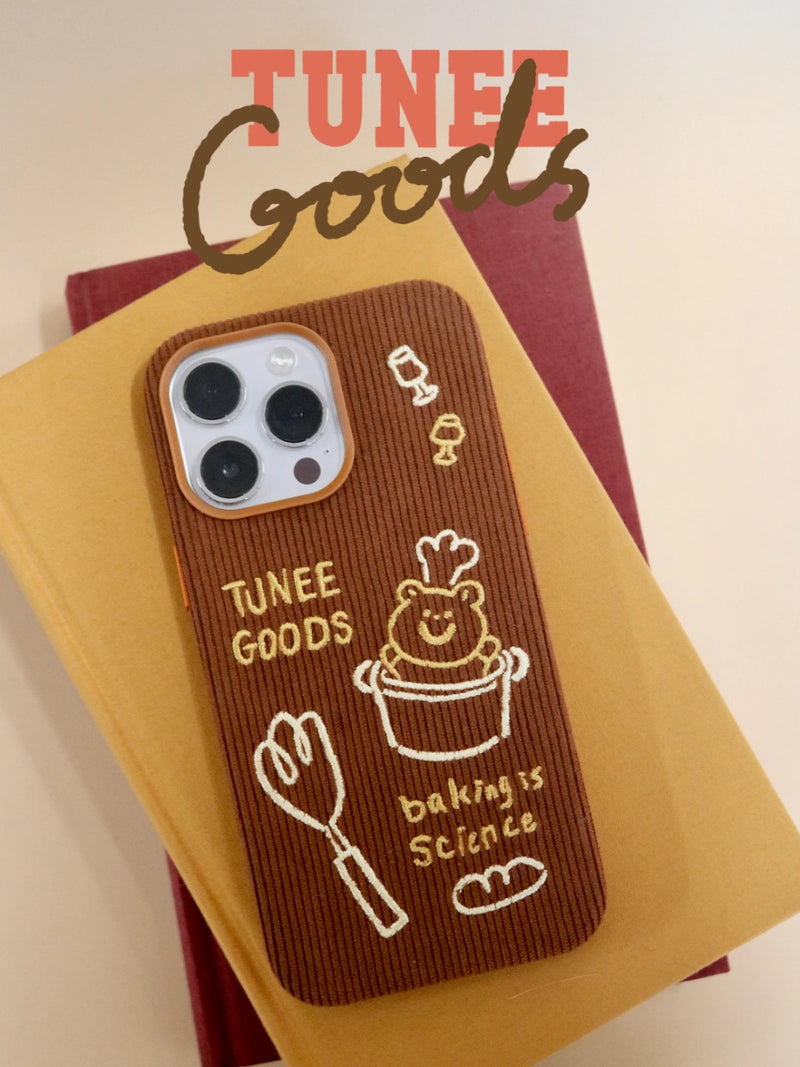Chef Bear embroidered phone case by TRLab Shop featuring a cute bear design on durable protective cover.