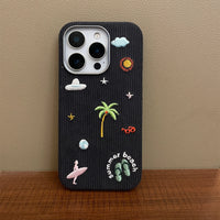 Embroidered TRLab Shop beach phone case with colorful floral embroidery and durable protective design.