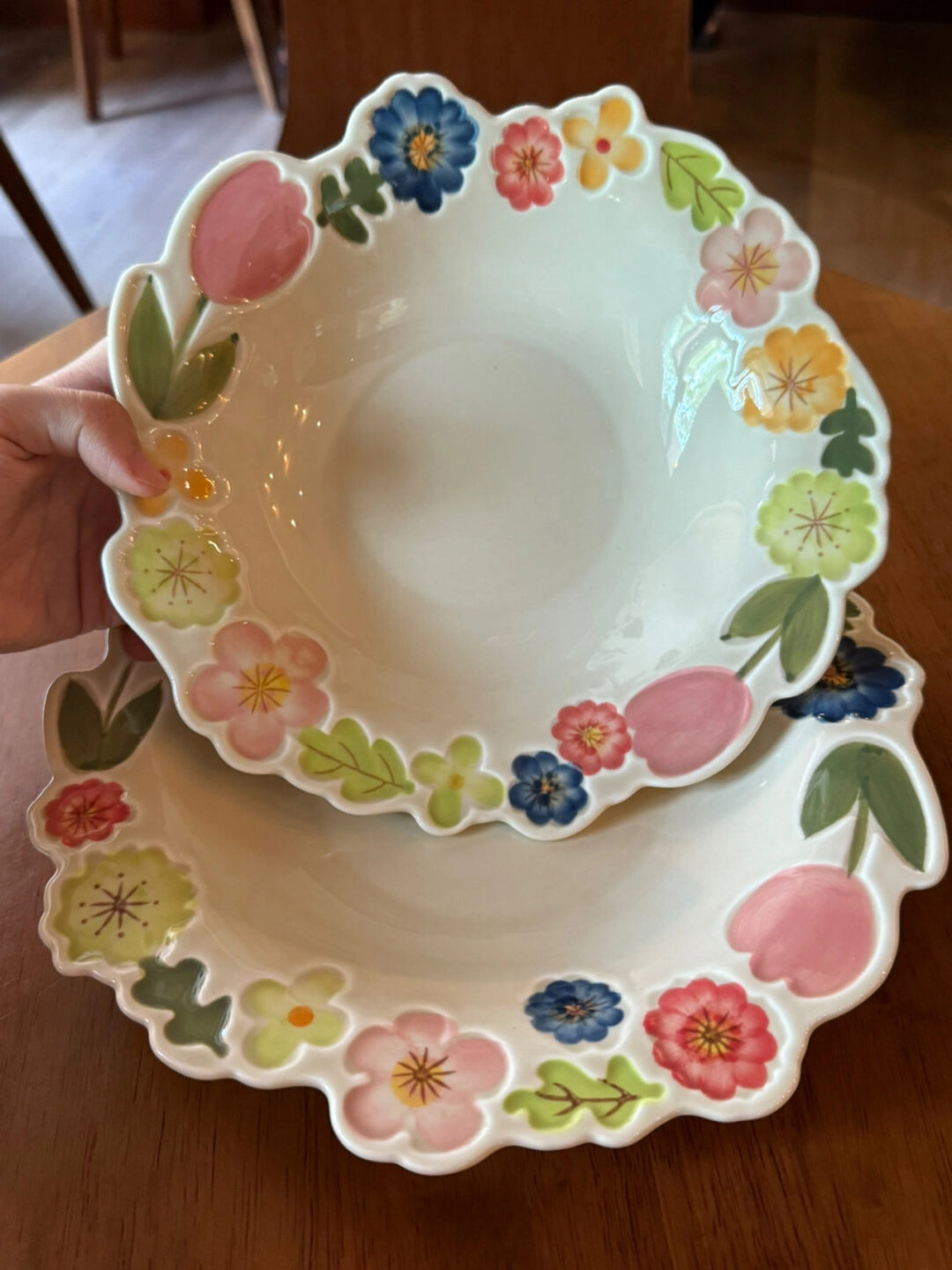 Floral Ceramic Bowl & Soup Plate