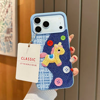 Beadworks embroidered unicorn phone case by TRLab Shop featuring colorful bead embroidery on a protective phone cover.