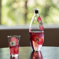Spring Peach glass tumbler and cold brew bottle by TRLab Shop, featuring a clear glass design with peach accents for refreshing beverages.