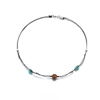 Single Sandalwood Bead and Turquoise Necklace