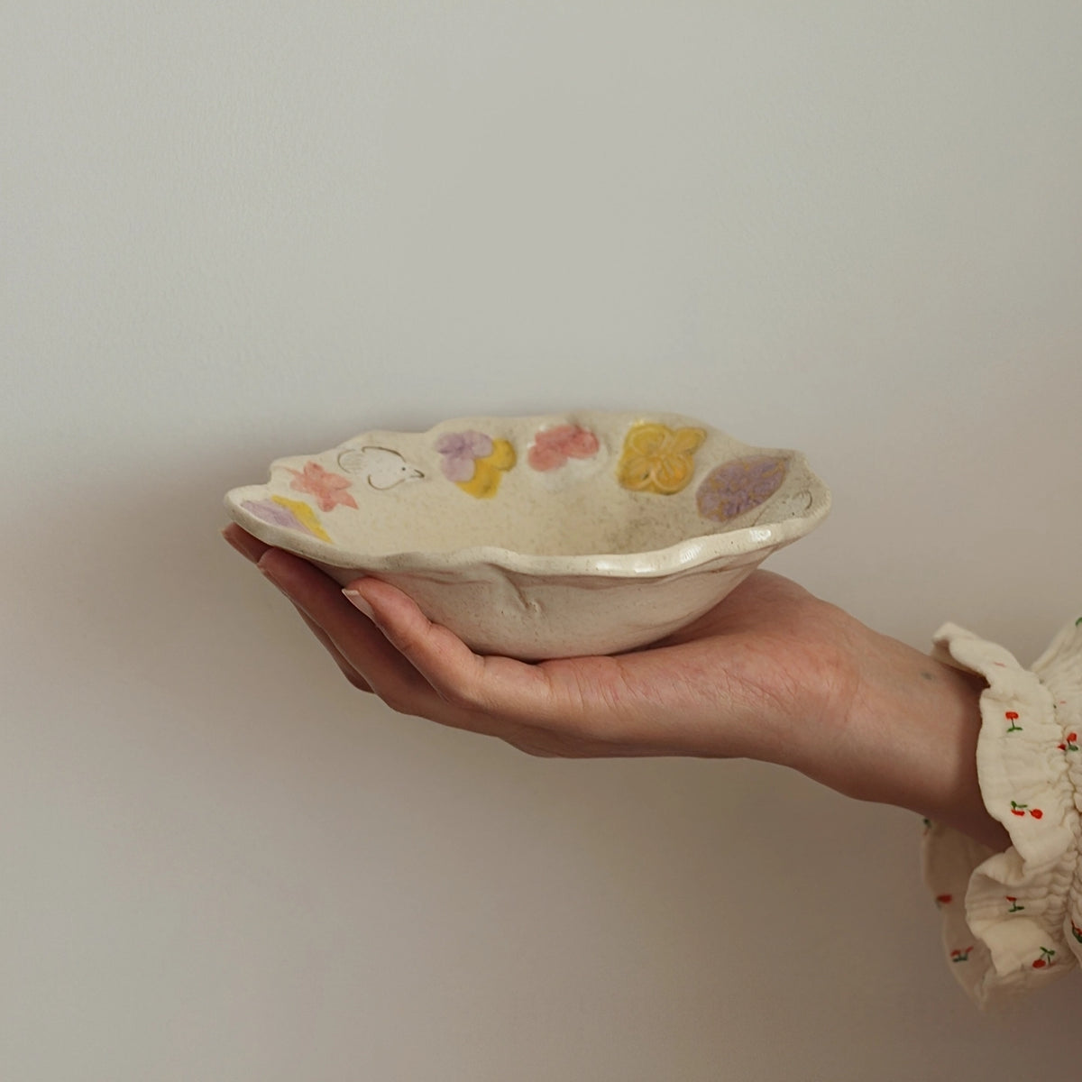 Flowers & Birds Coarse Pottery Hand-pinched Plate - TRLab Shop