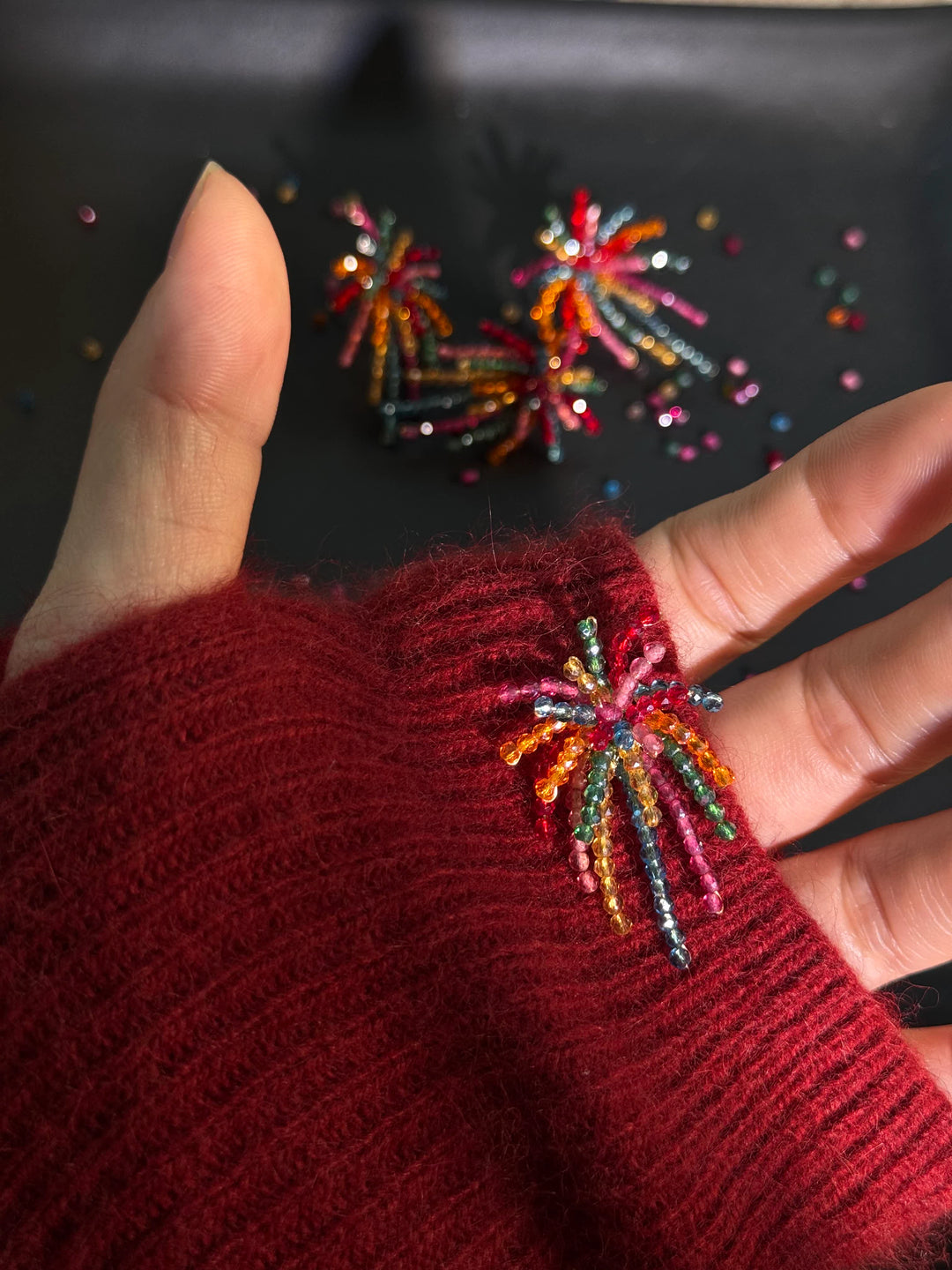 New Year's Fireworks Beaded Earrings