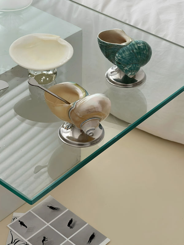 Silver & Green Conch Short-stemmed Wine Glass - TRLab Shop