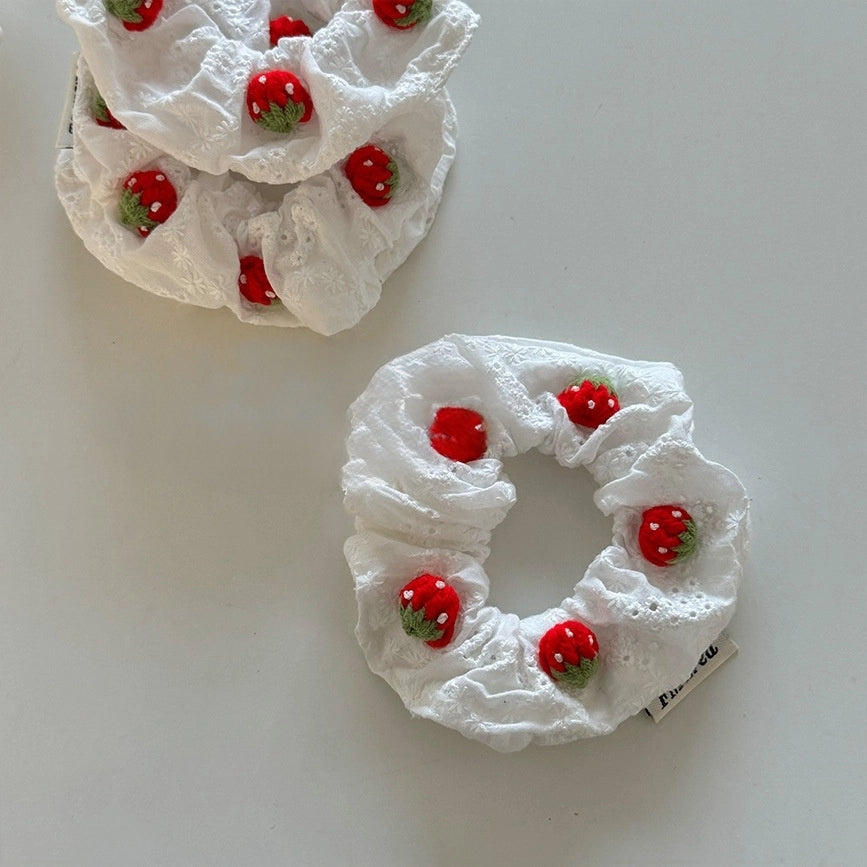 Strawberry Cream Cake Wavy Hem Scrunchie - TRLab Shop