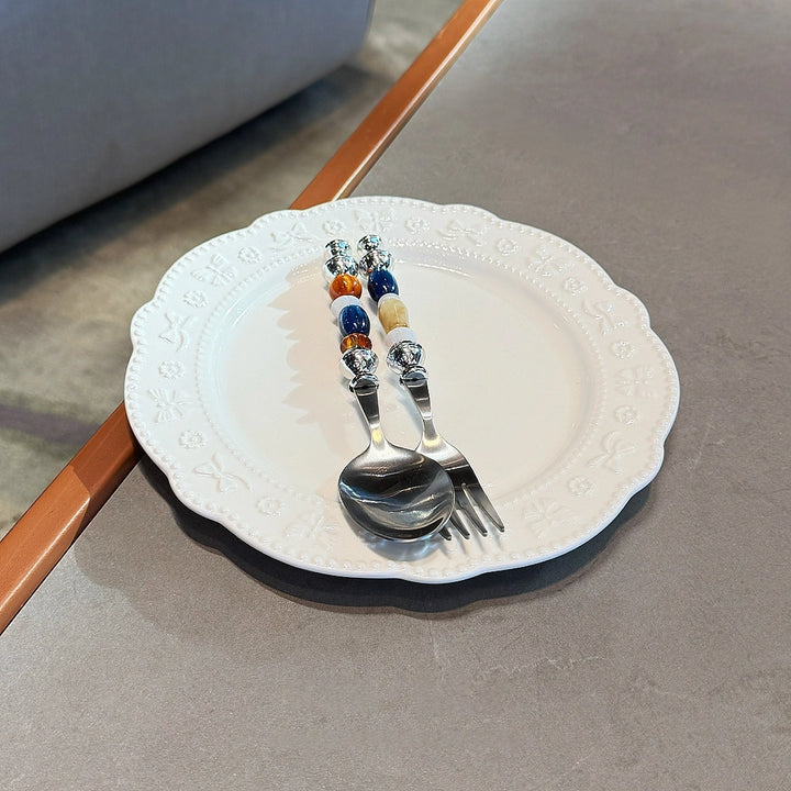 Abyssal Amber Beads Stainless Steel Spoon & Fork