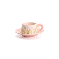 Fresh Floral Ceramic Coffee Cup & Saucer Set