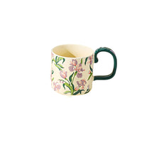 French-Style Camellia ceramic mug with floral design from TRLab Shop, showcasing a white mug with detailed camellia flower artwork.