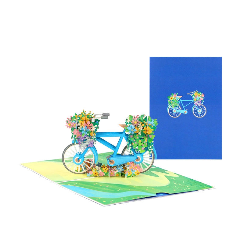 Bicycle in Full Bloom 3D Pop Up Paper Art Greeting Card