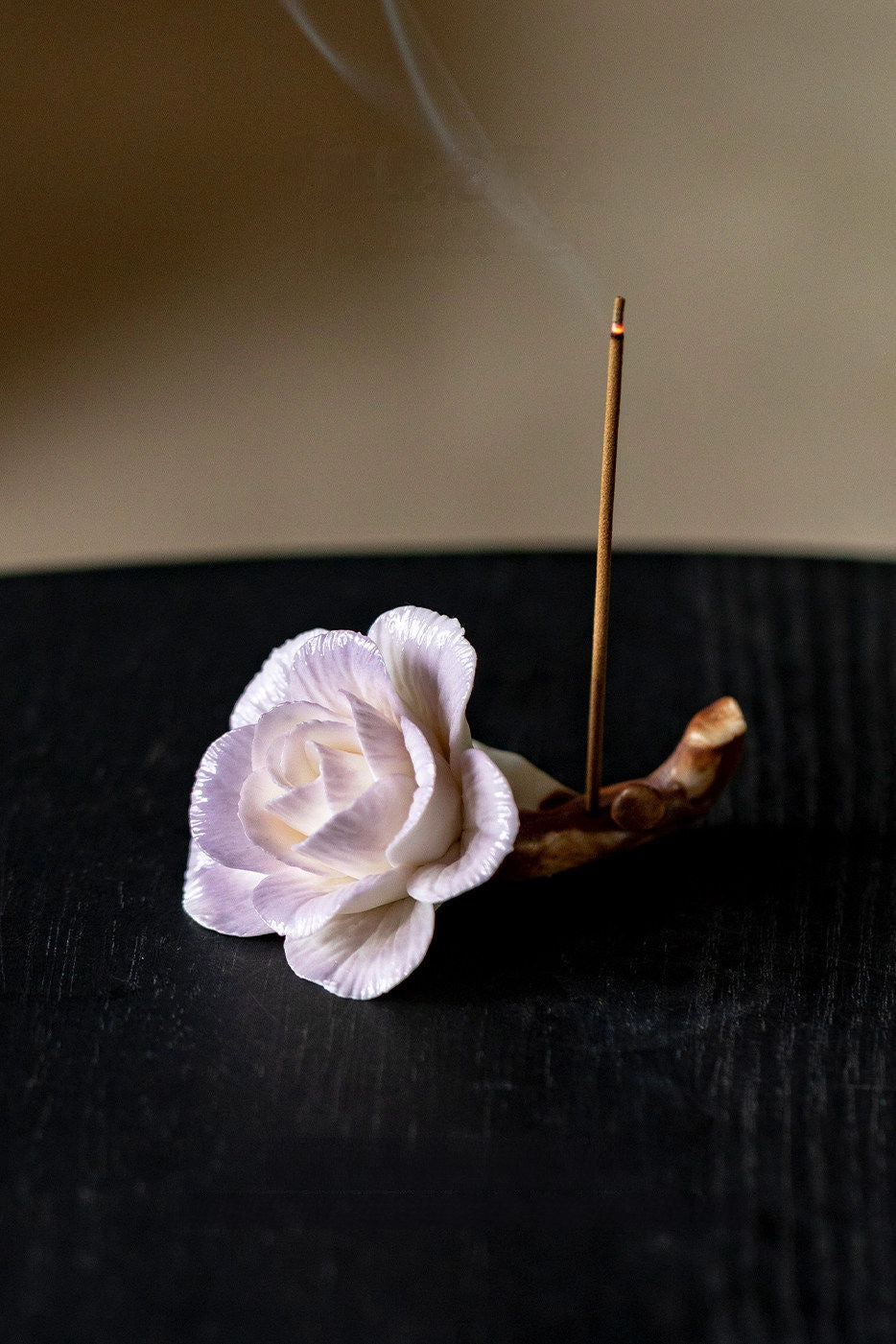 Handcrafted Purple-Pink Camellia Incense Holder