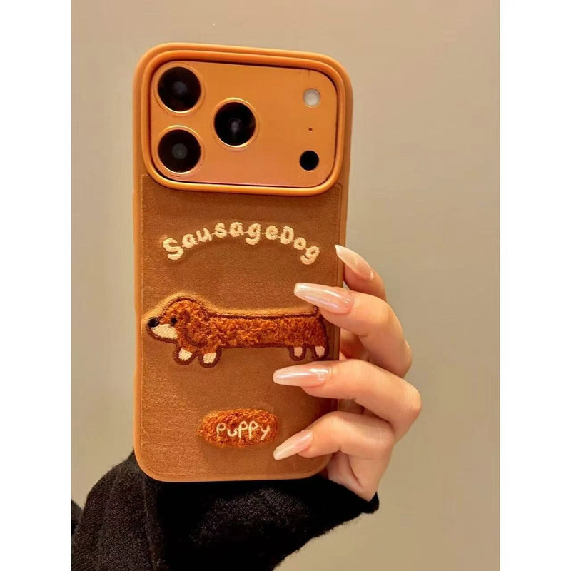 Autumn Puppy Embroidered Phone Case - TRLab Shop