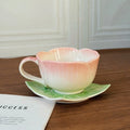 Ceramic Pink Begonia Cup & Saucer Set And Spoon - TRLab Shop