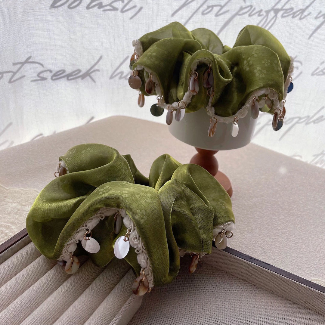 Green Sea Breeze Wavy Hem Scrunchie - TRLab Shop