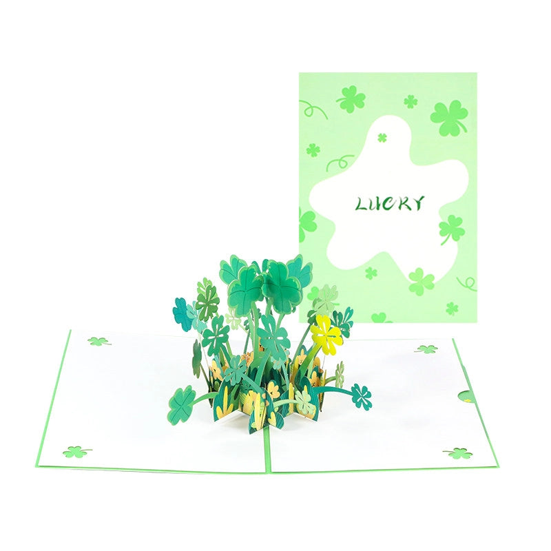Lucky Four-Leaf Clover 3D Pop Up Paper Art Greeting Card