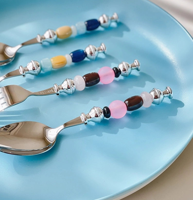 Monet Oil Paintings Beads Stainless Steel Spoon & Fork - TRLab Shop