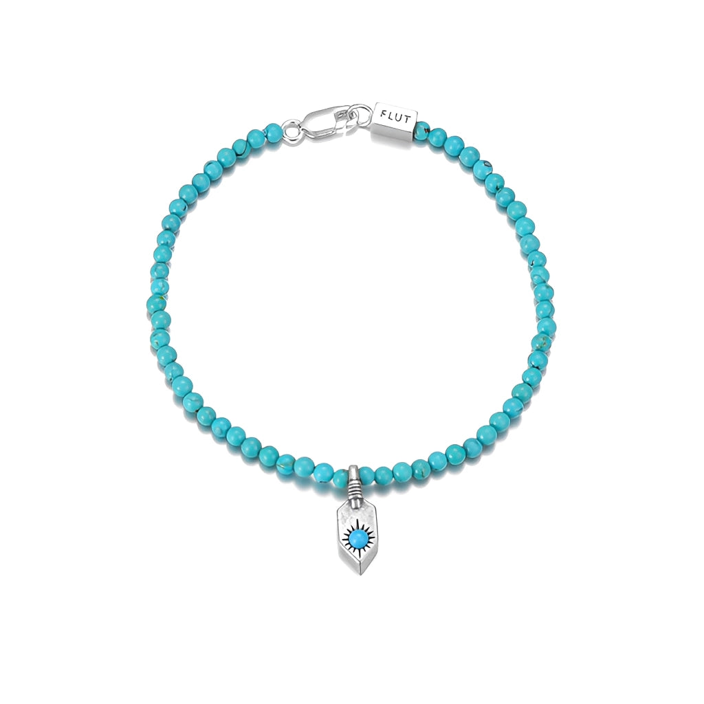 Tibetan-Style Turquoise Round Bead Bracelet