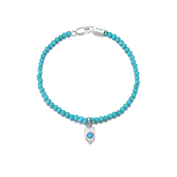 Tibetan-Style Turquoise Round Bead Bracelet