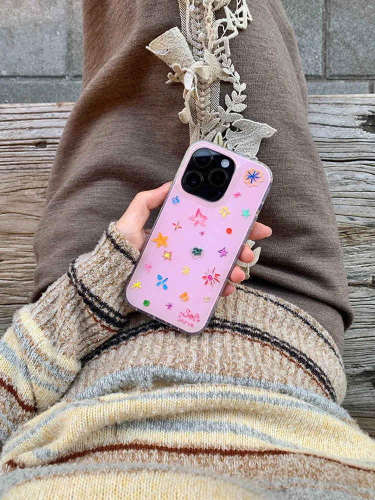 Crayon Stars Hand-Drawn Phone Case - TRLab Shop