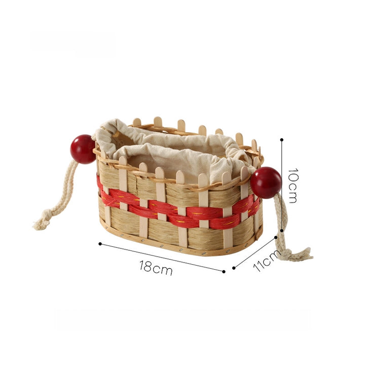 Woven Wood and Rattan Drawstring Tissue Box - TRLab Shop