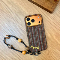 Embroidered Happy Letters phone case by TRLab Shop, featuring colorful letter designs on a protective case for smartphones.