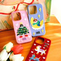Cute fairy tale embroidered phone case with colorful floral design on a durable TRLab Shop protective cover.