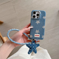 Shimmering Starlight denim phone case by TRLab Shop with glittery, starry design for a stylish protective accessory.
