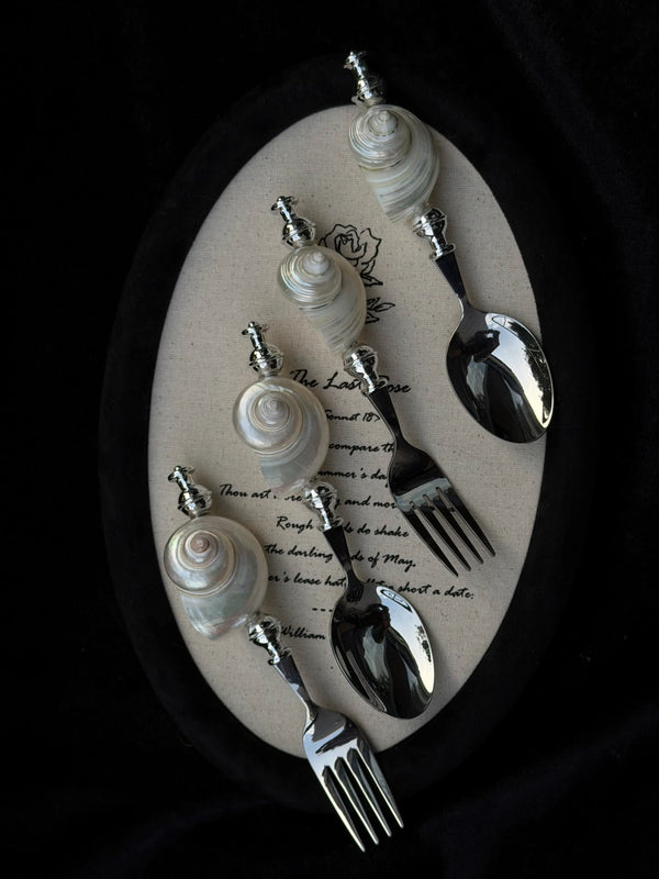 Moonlight Pearl Conch Stainless Steel Spoon & Fork - TRLab Shop