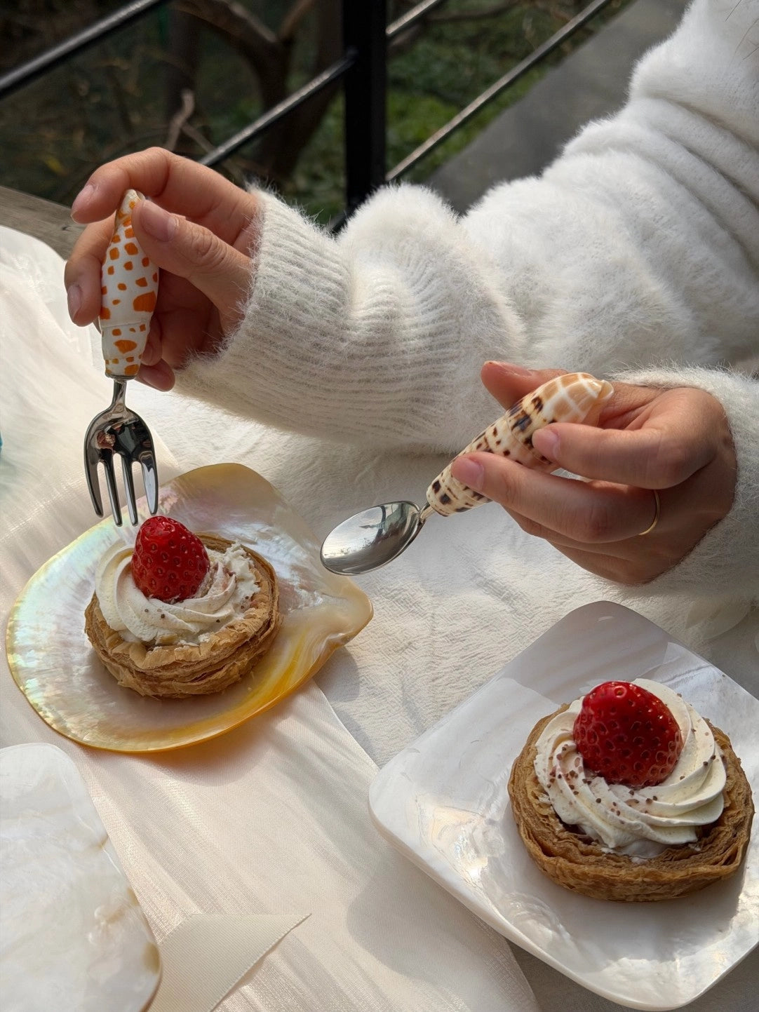 Natural Conch Stainless Steel Spoon & Fork - TRLab Shop