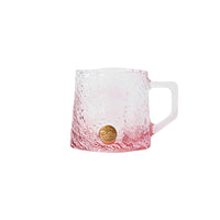 Glacier-textured gradient glass mug by TRLab Shop featuring a frosted glass surface and modern design.