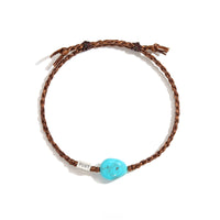 Turquoise Single-Bead Hand-Woven Bracelet