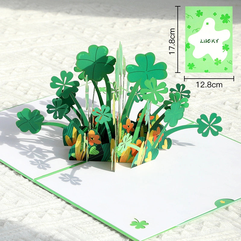 Lucky Four-Leaf Clover 3D Pop Up Paper Art Greeting Card