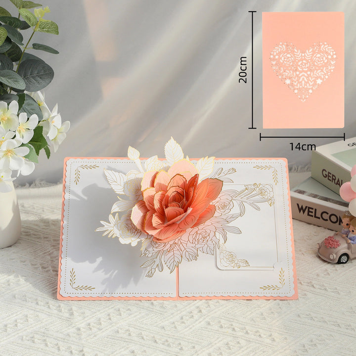 Rose 3D Pop Up Paper Art Greeting Card