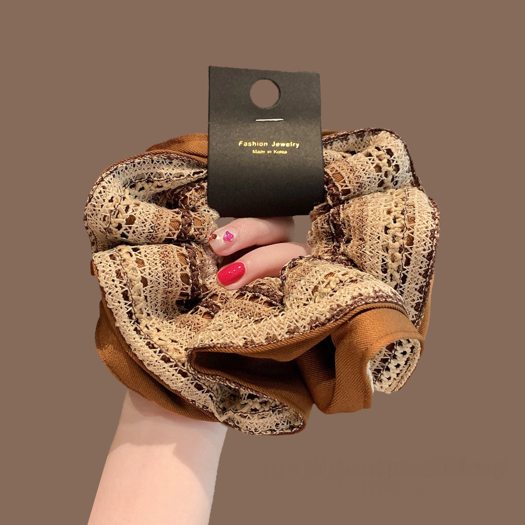 Café au Lait Lace Wavy Hem Scrunchie - TRLab Shop