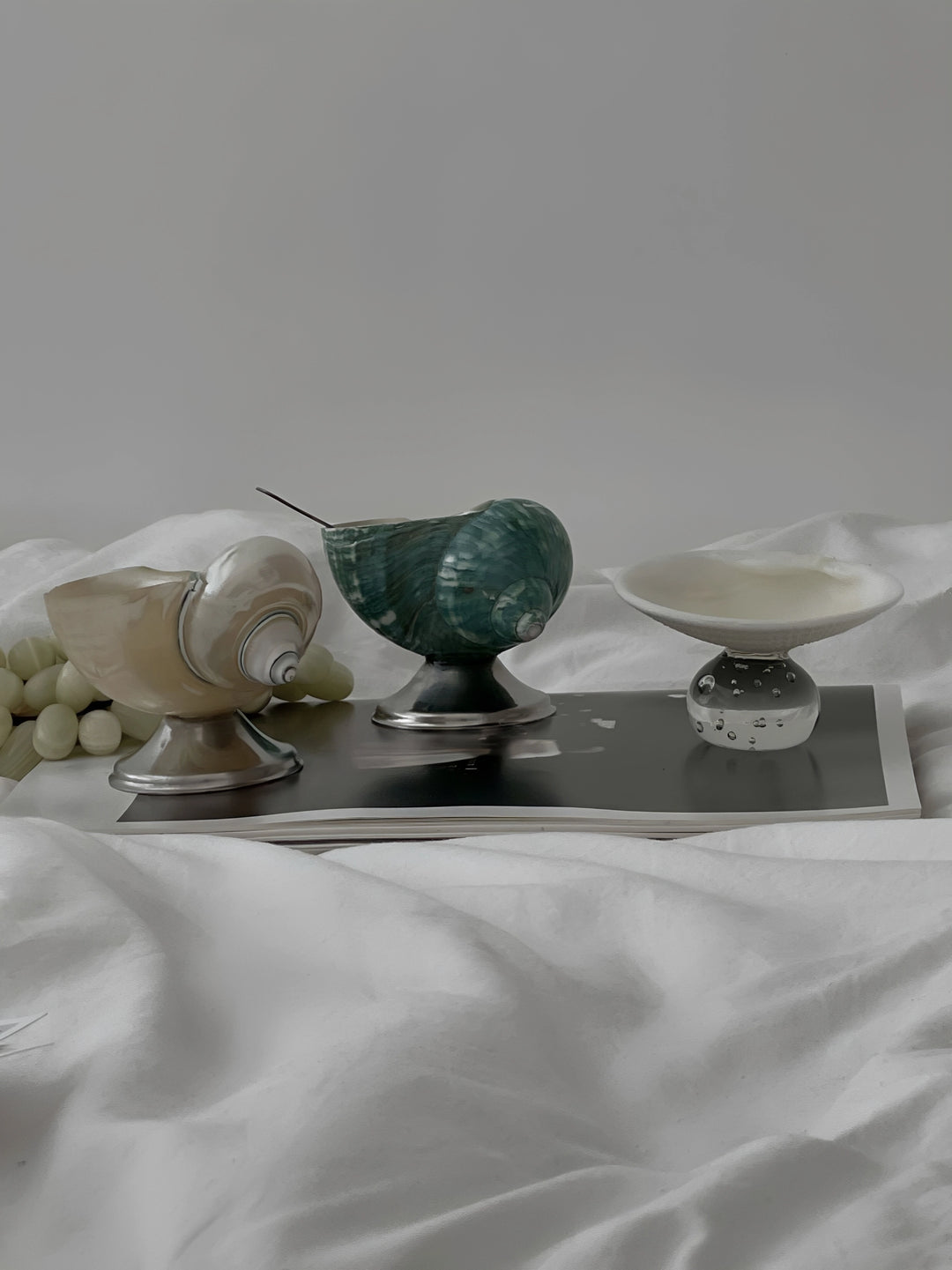 Silver & Green Conch Short-stemmed Wine Glass