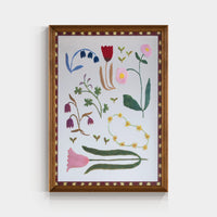 Elegant floral solid wood framed mirror wall art with intricate floral design, perfect for decorative wall accents.
