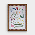 Floral solid wood framed mirror wall art with intricate floral design, perfect for decorative wall accents by TRLab Shop