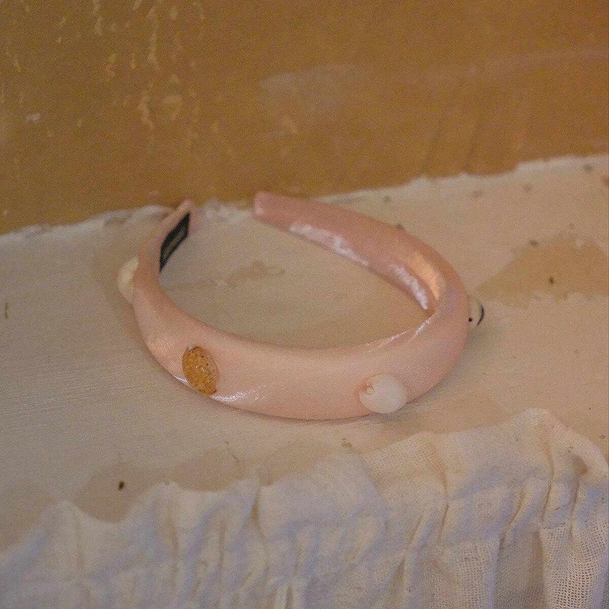 Natural Seashell Satin Sponge Headband